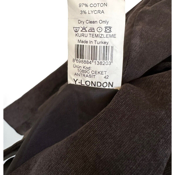 Y-LONDON Women's Jacket One Button Long Sleeve Cotton Size L Gray - Picture 6 of 8